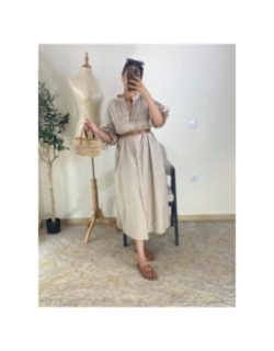 robe chemise beige - casual chic | AK Fashion Shop