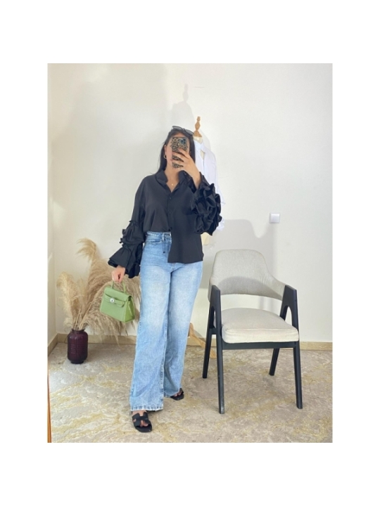 chemise noir - décontracté chic | AK Fashion Shop