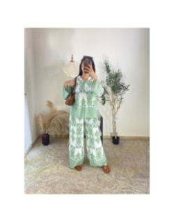 Ensemble Blanc, vert - Bohème, décontracté, estival