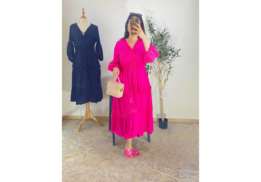 Robe fushia - bohème chic | AK Fashion Shop