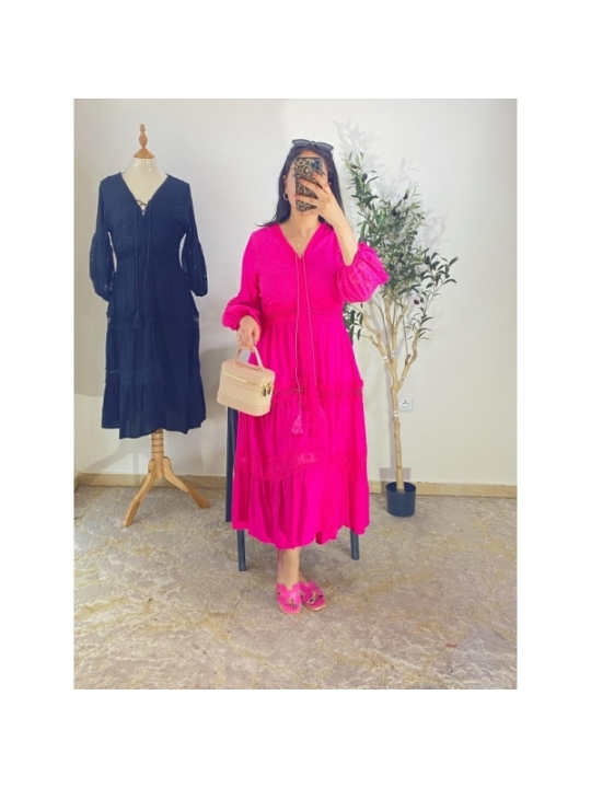 Robe fushia - bohème chic | AK Fashion Shop