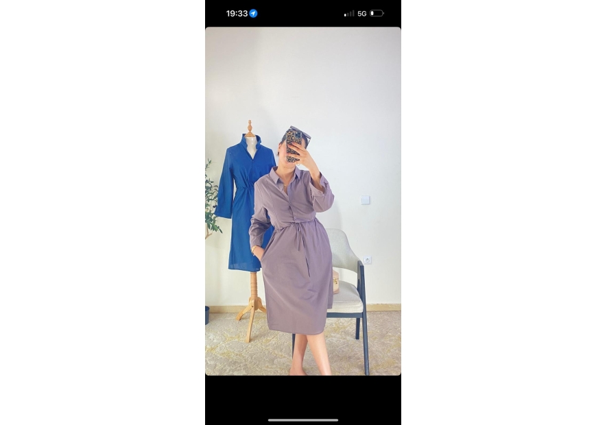 robe chemise lilas - casual chic | AK Fashion Shop