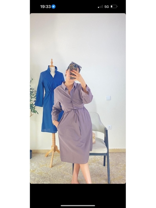 robe chemise lilas - casual chic | AK Fashion Shop