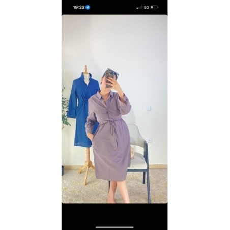 robe chemise lilas - casual chic | AK Fashion Shop