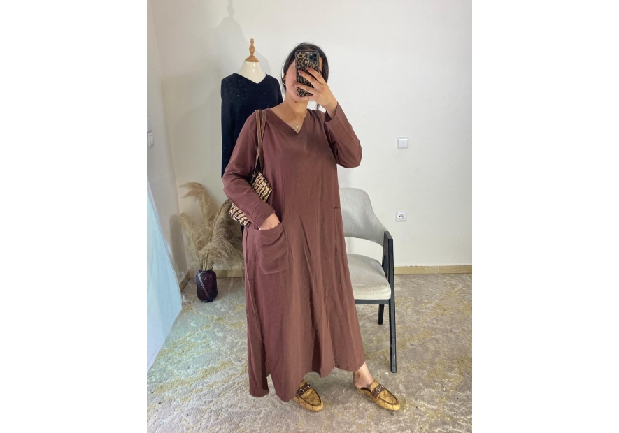 robe marron - décontracté | AK Fashion Shop