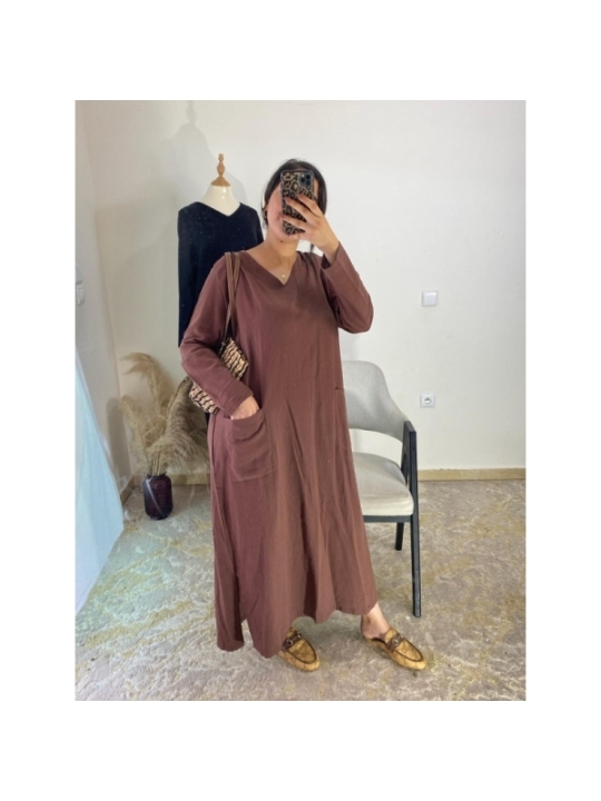 robe marron - décontracté | AK Fashion Shop