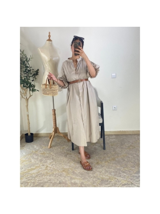 robe chemise beige - casual chic | AK Fashion Shop