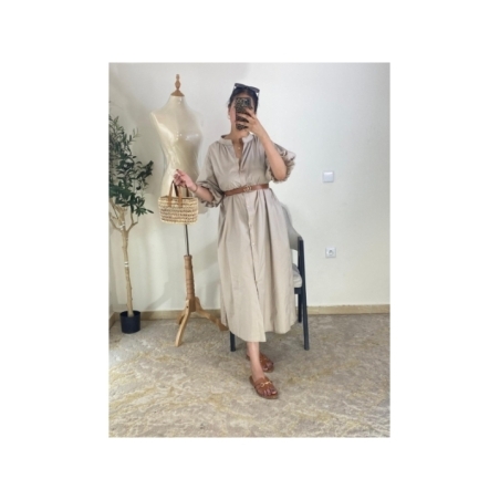 robe chemise beige - casual chic | AK Fashion Shop