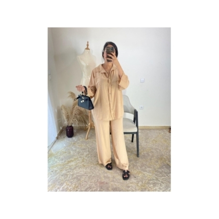 Ensemble pantalon et chemise Beige - Casual chic