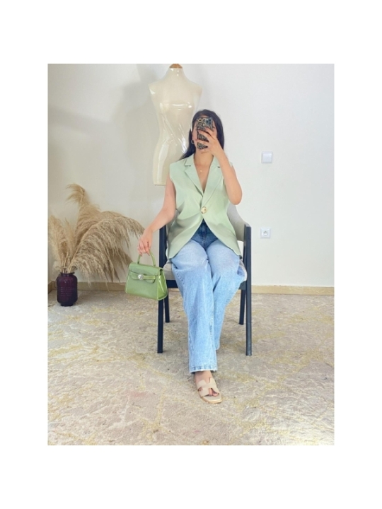 Veste sans manches Vert menthe - Chic décontracté