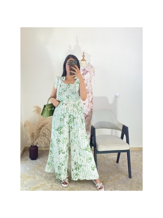 combi-pantalon blanc et vert - estival, casual chic, bohème