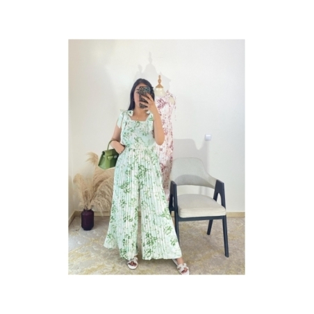 combi-pantalon blanc et vert - estival, casual chic, bohème