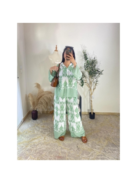 Ensemble Blanc et vert - Décontracté et chic | AK Fashion Shop