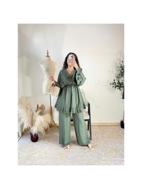 Ensemble vert olive - décontracté chic | AK Fashion Shop