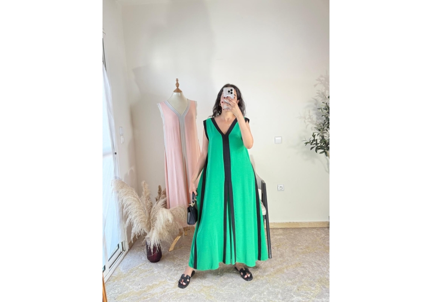 robe longue vert, noir - décontracté, chic, moderne
