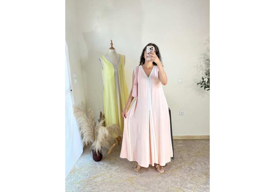 Robe longue rose clair - décontracté-chic | AK Fashion Shop