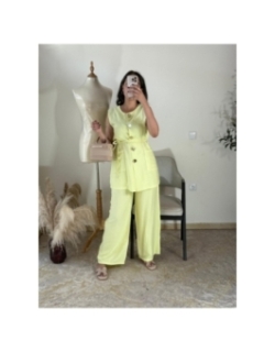 Ensemble (top et pantalon) Jaune pâle - Décontracté chic