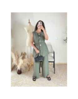 Ensemble pantalon et top Vert kaki - Chic décontracté