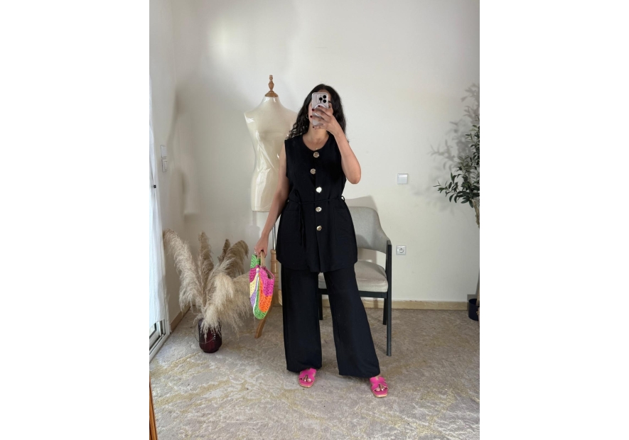 Ensemble pantalon et tunique noir - Chic décontracté