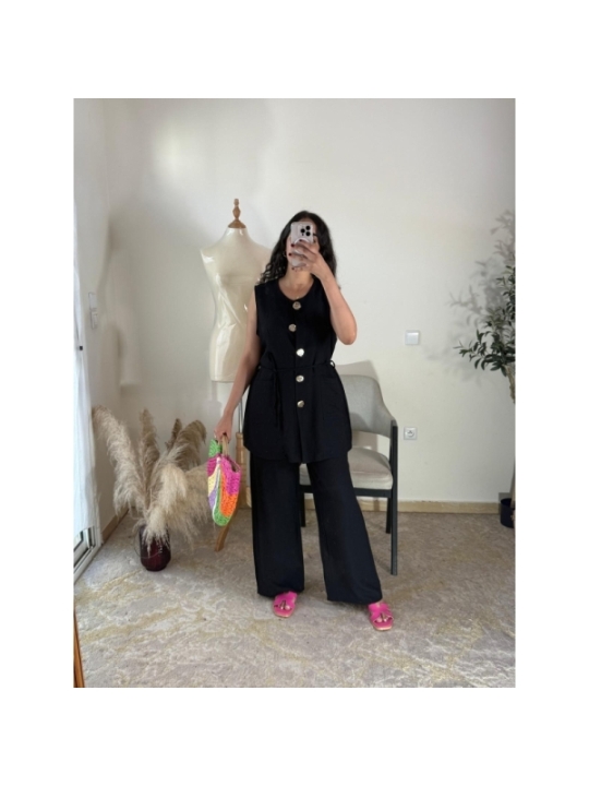 Ensemble pantalon et tunique noir - Chic décontracté