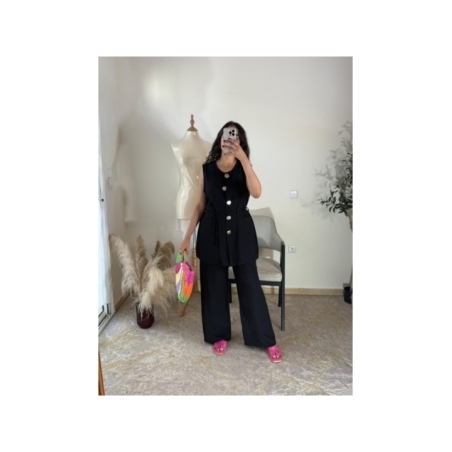 Ensemble pantalon et tunique noir - Chic décontracté