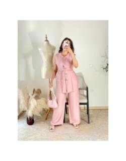 Ensemble pantalon et top Rose pâle - Casual chic