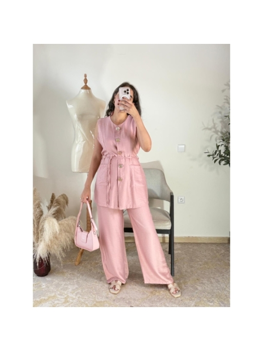 Ensemble pantalon rose pâle - casual chic | AK Fashion Shop