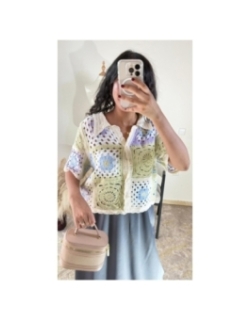 Chemisier Multicolore (crème, vert clair, lavande)