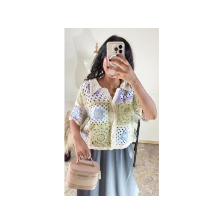 Chemisier Multicolore (crème, vert clair, lavande)