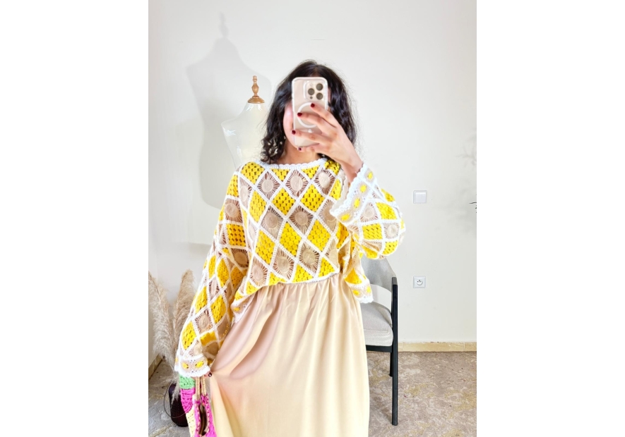 Pull jaune - bohème, décontracté | AK Fashion Shop