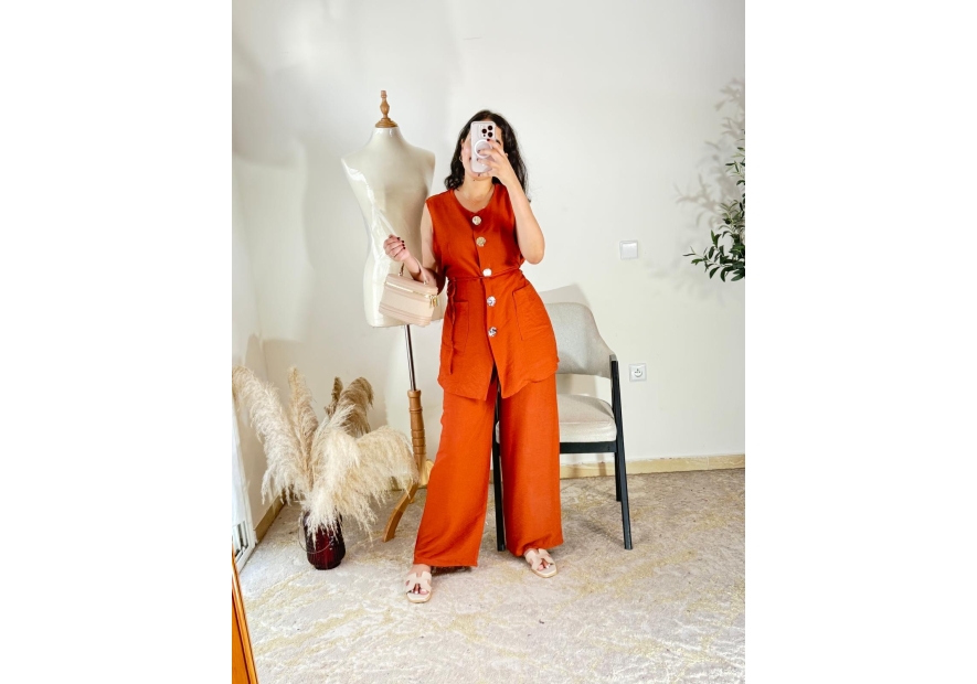 ensemble pantalon terre cuite - chic décontracté