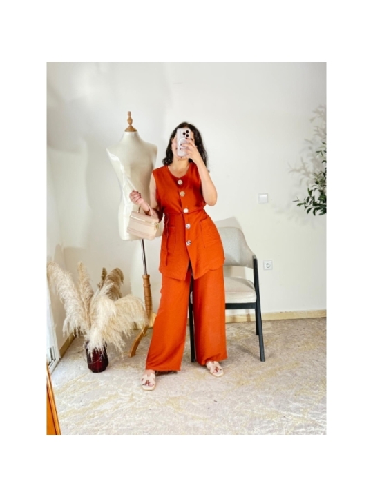 ensemble pantalon terre cuite - chic décontracté