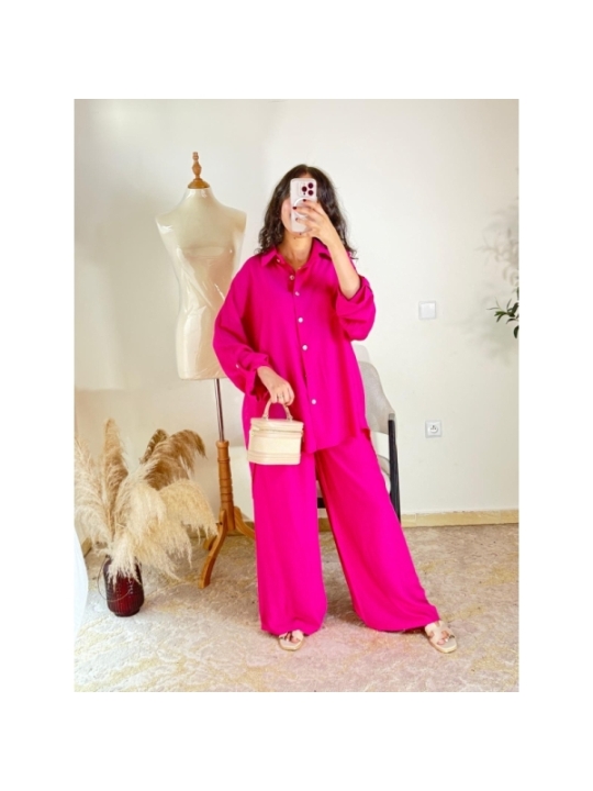 Ensemble chemise et pantalon Fuchsia - Décontracté chic