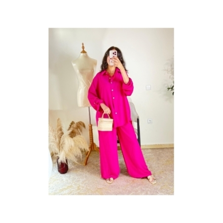 Ensemble chemise et pantalon Fuchsia - Décontracté chic