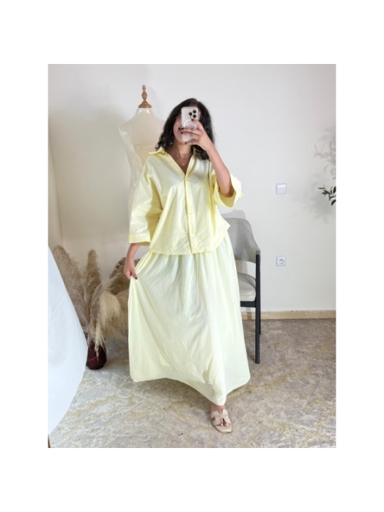 Ensemble chemise et jupe Jaune pastel - Décontracté chic