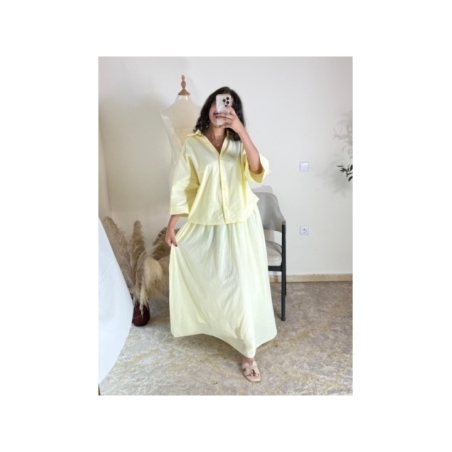 Ensemble chemise et jupe Jaune pastel - Décontracté chic