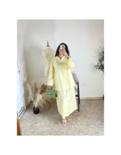 Ensemble (blouse et jupe) jaune pâle - décontracté chic