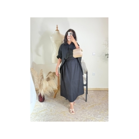 Ensemble chemise et jupe noir - décontracté chic