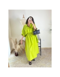 Robe chemise Vert lime - Décontracté chic | AK Fashion Shop