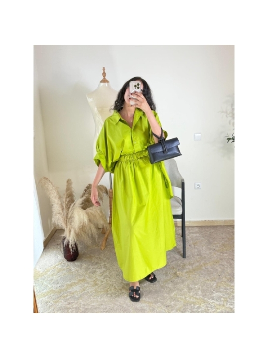 Robe chemise Vert lime - Décontracté chic | AK Fashion Shop