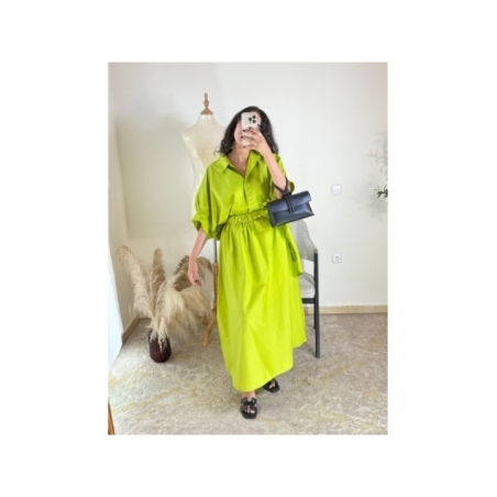 Robe chemise Vert lime - Décontracté chic | AK Fashion Shop