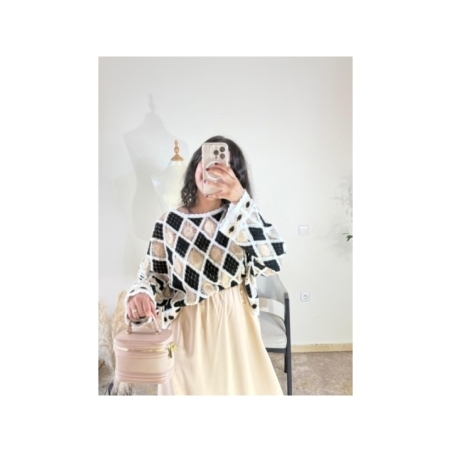 pull noir, beige, blanc - bohème, casual, artisanal