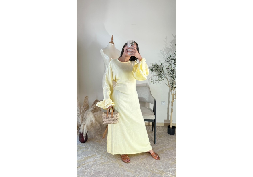 robe jaune pâle - élégant décontracté | AK Fashion Shop