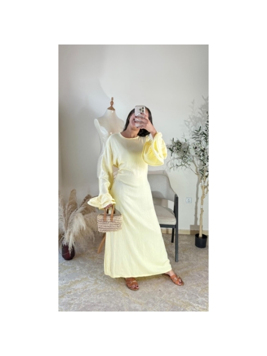 robe jaune pâle - élégant décontracté | AK Fashion Shop