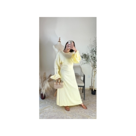 robe jaune pâle - élégant décontracté | AK Fashion Shop