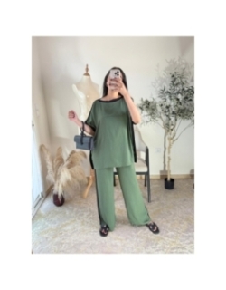 Ensemble (top et pantalon) Vert olive - Décontracté chic