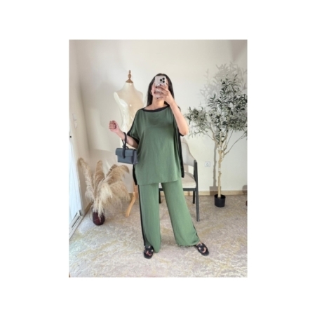 Ensemble (top et pantalon) Vert olive - Décontracté chic