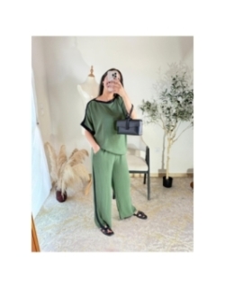ensemble pantalon et top vert olive - casual | AK Fashion Shop