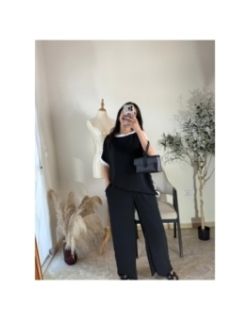 Ensemble (top et pantalon) noir - casual, chic, décontracté