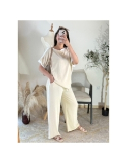 ensemble (top et pantalon) beige - décontracté | AK Fashion Shop